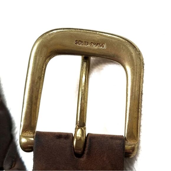 VINTAGE Braid Oil Tanned Cowhide Brass Buckle Belt - Picture 5 of 6